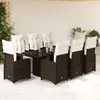 vidaXL Ensemble de bistro de jardin 9 pcs coussins marron poly rotin