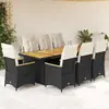 vidaXL Ensemble de bistro de jardin 9 pcs coussins noir poly rotin