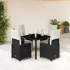 vidaXL Ensemble de bistro de jardin 5 pcs coussins noir poly rotin