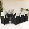 vidaXL Ensemble de bistro de jardin 9 pcs coussins noir poly rotin