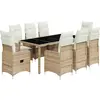 vidaXL Ensemble de bistro de jardin 9 pcs coussins beige poly rotin