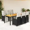 vidaXL Ensemble de bistro de jardin 7 pcs coussins noir poly rotin