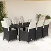 vidaXL Ensemble à manger de jardin 9pcs coussins noir résine tressée