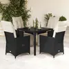 vidaXL Ensemble à manger de jardin coussins 5pcs Noir Résine tressée