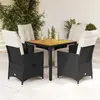 vidaXL Ensemble à manger de jardin coussins 5pcs Noir Résine tressée