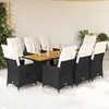 vidaXL Ensemble à manger de jardin 9pcs coussins noir résine tressée