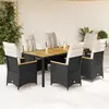 vidaXL Ensemble à manger de jardin coussins 7pcs Noir Résine tressée