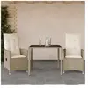 vidaXL Ensemble de bistro 3 pcs avec coussins beige résine tressée