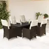 vidaXL Ensemble à manger de jardin et coussins 7 pcs marron rotin
