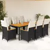 vidaXL Ensemble de bistro de jardin 9 pcs coussins noir poly rotin