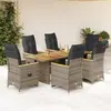 vidaXL Ensemble de bistro de jardin 7 pcs coussins gris poly rotin
