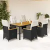 vidaXL Ensemble de bistro de jardin 7 pcs coussins noir poly rotin