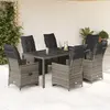 vidaXL Ensemble de bistro de jardin 7 pcs coussins gris poly rotin