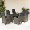 vidaXL Ensemble de bistro de jardin 7 pcs coussins gris poly rotin