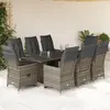 vidaXL Ensemble de bistro de jardin 9 pcs coussins gris poly rotin