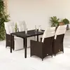 vidaXL Ensemble de bistro de jardin 5 pcs coussins marron poly rotin