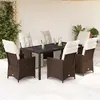 vidaXL Ensemble de bistro de jardin 7 pcs coussins marron poly rotin