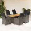vidaXL Ensemble de bistro de jardin 7 pcs coussins gris poly rotin