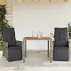 vidaXL Ensemble de bistro de jardin 3 pcs coussins gris poly rotin