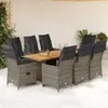 vidaXL Ensemble de bistro de jardin 9 pcs coussins gris poly rotin