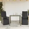 vidaXL Ensemble de bistro de jardin 3 pcs coussins gris poly rotin