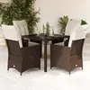 vidaXL Ensemble à manger de jardin 5 pcs et coussins marron poly rotin