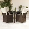 vidaXL Ensemble à manger de jardin 5 pcs et coussins marron poly rotin