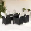 vidaXL Ensemble à manger de jardin coussins 7pcs Noir Résine tressée