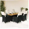 vidaXL Ensemble à manger de jardin coussins 7 pcs noir résine tressée