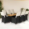 vidaXL Ensemble à manger de jardin 9pcs coussins noir résine tressée