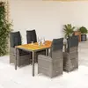 vidaXL Ensemble de bistro de jardin 5 pcs coussins gris poly rotin