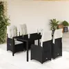 vidaXL Ensemble de bistro de jardin 5 pcs coussins noir poly rotin