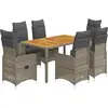 vidaXL Ensemble de bistro de jardin 7 pcs coussins gris poly rotin