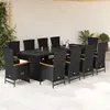 vidaXL Ensemble à manger de jardin 11 pcs coussins noir résine tressée