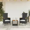 vidaXL Ensemble à manger de jardin avec coussins 3 pcs Noir