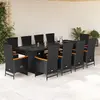 vidaXL Ensemble à manger de jardin 11 pcs coussins noir résine tressée