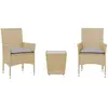 vidaXL Ensemble de bistro avec coussins 3 pcs beige rotin et verre