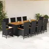 vidaXL Ensemble à manger de jardin 11 pcs coussins noir résine tressée
