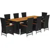 vidaXL Ensemble à manger de jardin 9pcs coussins noir résine tressée
