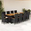 vidaXL Ensemble à manger de jardin 11 pcs coussins noir résine tressée