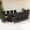 vidaXL Ensemble à manger de jardin 11 pcs coussins noir résine tressée