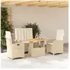 vidaXL Ensemble à manger de jardin coussins 4 pcs beige résine tressée