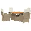 vidaXL Ensemble à manger de jardin avec coussins 5pcs Beige poly rotin