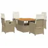vidaXL Ensemble à manger de jardin avec coussins 5pcs Beige poly rotin
