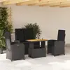 vidaXL Ensemble à manger de jardin 4 pcs avec coussins noir