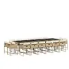 vidaXL Ensemble à manger de jardin et coussins 17 pcs beige