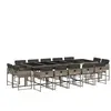 vidaXL Ensemble à manger de jardin 15 pcs coussins gris résine tressée
