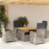 vidaXL Ensemble à manger de jardin 5 pcs coussins gris résine tressée