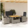 vidaXL Ensemble à manger jardin 4pcs et coussins Gris Résine tressée