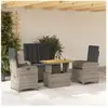 vidaXL Ensemble à manger jardin 4pcs et coussins Gris Résine tressée